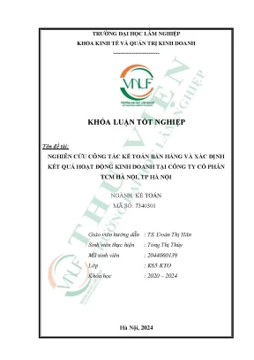 Nghiên cứu công tác kế toán bán hàng và xác định kết quả hoạt động kinh doanh tại công ty cổ phần tcm hà nội tp hà nội