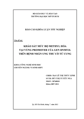 Khảo sát mức độ methyl hóa tại vùng promoter của gen dnmt3l trên bệnh nhân ung thư cổ tử cung