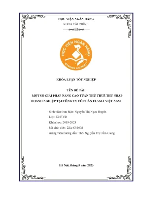 Một số giải pháp nâng cao tuân thủ thuế thu nhập doanh nghiệp tại công ty cổ phần elysia việt nam