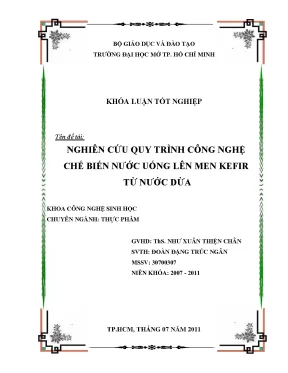 Nghiên cứu quy trình công nghệ chế biến nước uống lên men kefir từ nước dừa