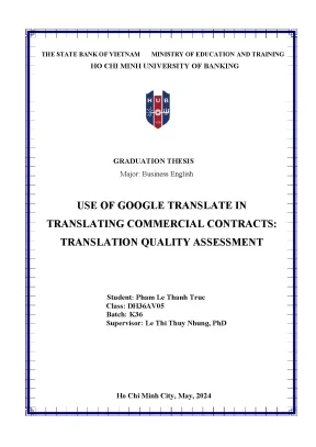 Khóa luận tốt nghiệp use of google translate in translating commercial contracts translation quality assessment