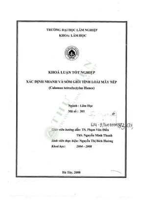 Khoá luận tót nghiệpxác địnhnhanhvàsớmgiớitính loàimâynépcalamus tetradactylus hance