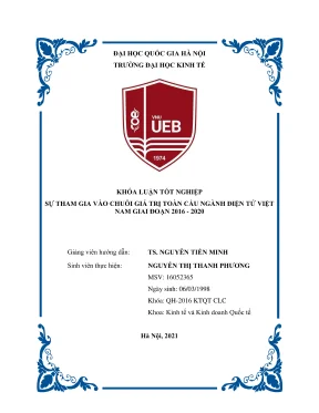 Khóa luận tốt nghiệp kinh doanh quốc tế sự tham gia vào chuỗi giá trị toàn cầu ngành điện tử việt nam giai đoạn 2016 2020