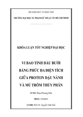 Vi bao tinh dầu bưởi bằng phức đa điện tích giữa mủ trôm thủy phân và đâu nành