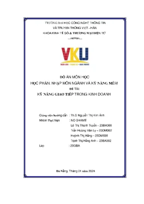 Đồ án môn học học phần nhập môn ngành và kỹ năng mềm đề tài kỹ năng giao tiếp trong kinh doanh