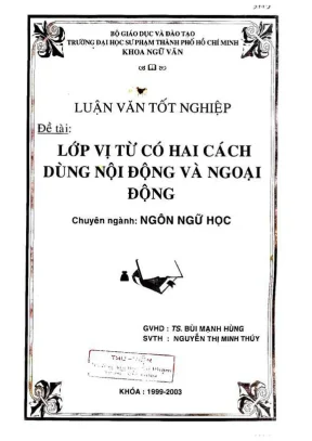 Khóa luận tốt nghiệp ngữ văn lớp vị từ có hai cách dùng nội động và ngoại động