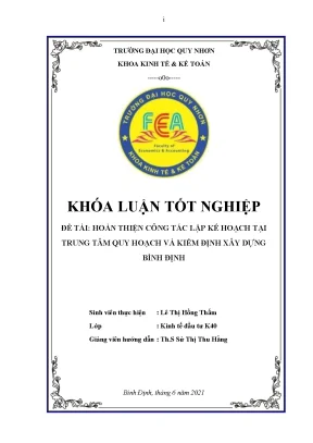 Hoàn thiện công tác lập kế hoạch tại trung tâm quy hoạch và kiểm định xây dựng bình định