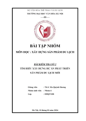 Bài kiểm tra số 2 tìm hiểu xây dựng dự án phát triển sản phẩm du lịch mới