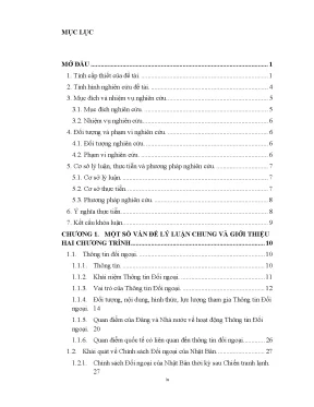 Khoa luan hoạt động thông tin đối ngoại của nhật bản qua các chương trình dành cho thanh niên những bài học kinh nghiệm cho việt nam