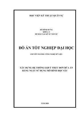 Xây dựng hệ thống gợi ý thực đơn bữa ăn hàng ngày sử dụng mô hình học sâu