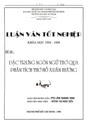 Khóa luận tốt nghiệp ngữ văn đặc trưng ngôn ngữ thơ qua phân tích thơ hồ xuân hương