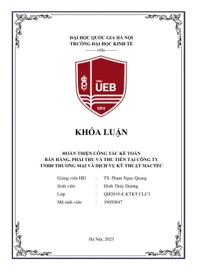 Khóa luận tốt nghiệp kế toán kiểm toán hoàn thiện công tác kế toán bán hàng phải thu tiền tại công ty tnhh thương mại và dịch vụ kỹ thuật mactec