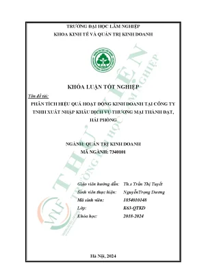 Phân tích hiệu quả hoạt động kinh doanh tại công ty tnhh xuất nhập khẩu dịch vụ thương mại thành đạt hải phòng