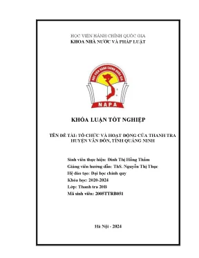 Khóa luận tổ chức và hoạt động của thanh tra huyện vân đồn tỉnh quảng ninh