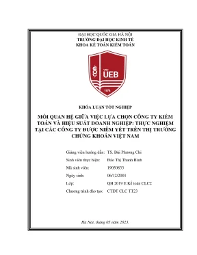 Khóa luận tốt nghiệp kế toán kiểm toán mối quan hệ giữa việc lựa chọn công ty kiểm toán và hiệu suất doanh nghiệp thực nghiệm tại các công ty được niêm yết trên thị trường chứng khoán việt nam