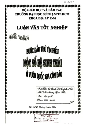 Khóa luận tốt nghiệp địa lý bước đầu thử tìm hiểu một số hệ sinh thái ở vườn quốc gia côn đảo