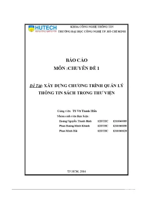Xây dựng chương trình quản lý thông tin sách trong thư viện
