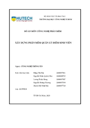 Đồ án môn công nghệ phần mềm xây dựng phần mềm quản lý điểm sinh viên