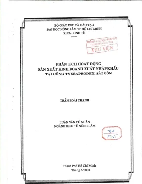 Khóa luận tốt nghiệp kinh tế nông lâm phân tích hoạt động sản xuất kinh doanh xuất nhập khẩu tại công ty seaprodex sài gòn