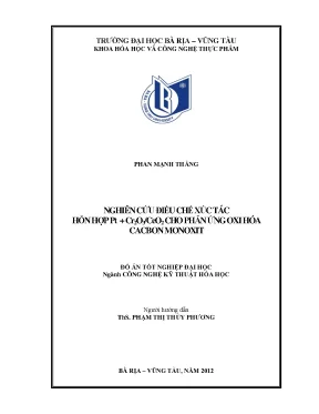 Đồ án tốt nghiệp nghiên cứu điều chế xúctác hỗn hợp pt cr2o3ceo2 cho phản ứng oxi hóa cacbon monoxit