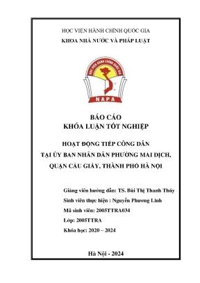 Khoá luận hoạt động tiếp công dân tại uỷ ban nhân dân phường mai dịch quận cầu giấy thành phố hà nội