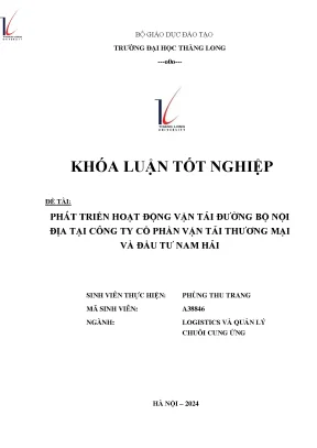 Phát triển hoạt động vận tải đường bộ nội địa tại công ty cổ phần vận tải thương mại và đầu tư nam hải