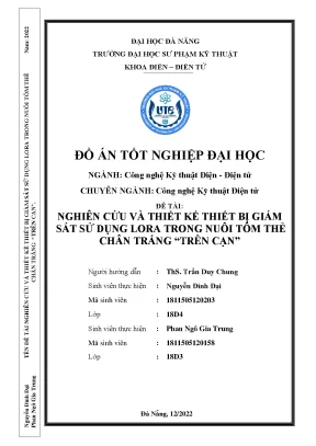 Đồ án tốt nghiệp đại học đề tài nghiên cứu và thiết kế thiết bị giám sát sử dụng lora trong nuôi tôm thẻ chân trắng trên cạn