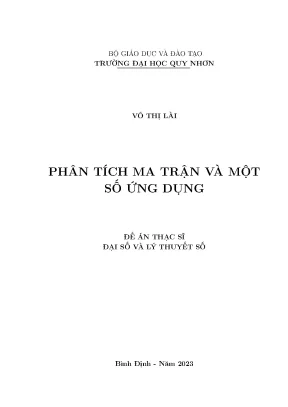 Phân tích ma trận và một số ứng dụng