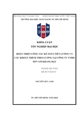 Hoàn thiện công tác kế toán tiền lương và các khoản trích theo lương tại công ty tnhh mtv gỗ khang đạt