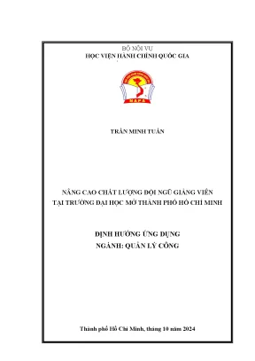 Nâng cao chất lượng đội ngũ giảng viên tại trường đại học mở thành phố hồ chí minh