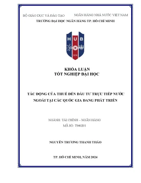 Khóa luận tác động của thuế đến đầu tư trực tiếp nước ngoài tại các quốc gia đang phát triển