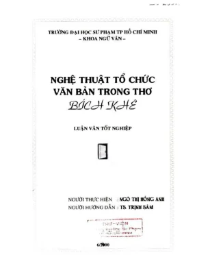 Khóa luận tốt nghiệp ngữ văn nghệ thuật tổ chức văn bản trong thơ bích khê