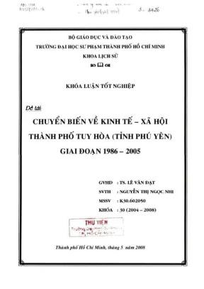 Khóa luận tốt nghiệp lịch sử chuyển biến về kinh tế xã hội thành phố tuy hòa tỉnh phú yên giai đoạn 1986 2005