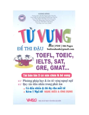 Từ vựng để thi đậu toefl toeic ielts sat gre gmat nxb văn hóa sài gòn 2010 vương đằng 306 trang