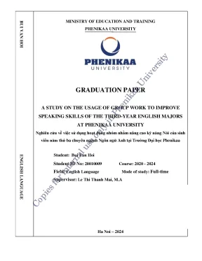 A study on the usage of group work to improve speaking skills of the third year english majors at phenikaa university