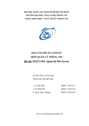 Báo cáo đồ án cuối kỳ môn quản lý thông tin đề tài hqtcsdl quan hệ ms access