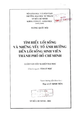 Khóa luận tốt nghiệp tâm lý học tìm hiểu lối sống và những yếu tố ảnh hưởng đến lối sống sinh viên