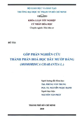 Khóa luận tốt nghiệp hóa học góp phần nghiên cứu thành phần hóa học dây mướp đắng momordica charantia l