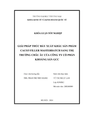 Giải pháp thúc đẩy xuất khẩu sản phẩm caco3 filler masterbatch sang thị trường châu âu của công ty cổ phần khoáng sản gcc