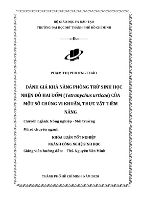 Đánh giá khả năng phòng trừ sinh học nhện đỏ hai đốm tetranychus urticae của một số chủng vi khuẩn thực vật tiềm năng