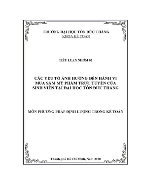 Các yếu tố ảnh hưởng đến hành vi mua sắm mỹ phẩm trực tuyến của sinh viên tại đại học tôn đức thắng