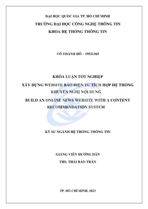 Khóa luận tốt nghiệp hệ thống thông tin xây dựng website báo điện tử tích hợp hệ thống khuyến nghị nội dung