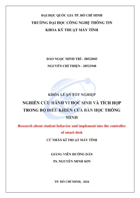 Khóa luận tốt nghiệp kỹ thuật máy tính nghiên cứu hành vi học sinh và tích hợp trong bộ điều khiển của bàn học thông minh