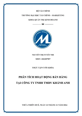 Thực tập cuối khóa phân tích hoạt động bán hàng tại công ty tnhh tmdv khánh anh