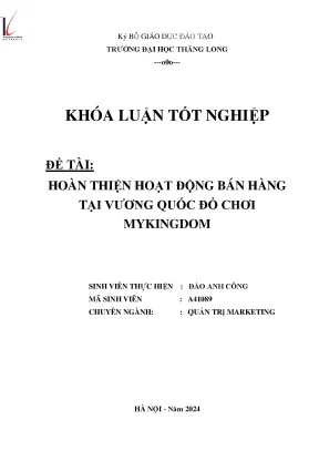 Hoàn thiện hoạt động bán hàng tại vương quốc đồ chơi mykingdom