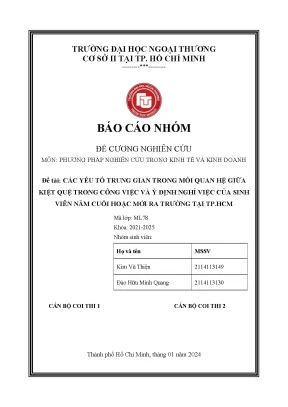 Các yếu tố trung gian trong mối quan hệ giữa kiệt quệ trong công việc và ý định nghỉ việc của sinh viên năm cuối hoặc mới ra trường tại tp hcm