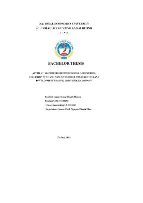Bachelor thesis accounting procedures for payroll and payroll deduction at thanh nam investment construction and development trading joint stock company