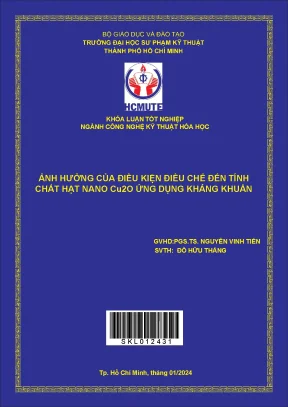 Ảnh hưởng của điều kiện điều chế đến tính chất hạt nano cu₂o ứng dụng kháng khuẩn