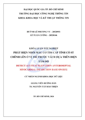 Khóa luận tốt nghiệp khoa học dữ liệu phát hiện nhồi máu cơ tim cấp tính có st chênh lên ở vị trí trước vách dựa trên điện tâm đồ