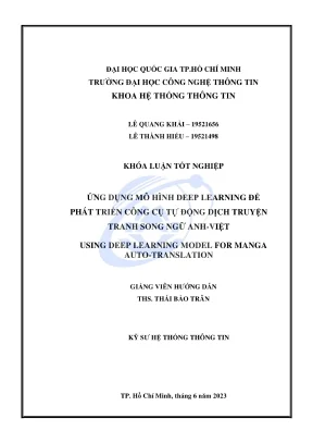 Khóa luận tốt nghiệp hệ thống thông tin ứng dụng mô hình deep learning để phát triển công cụ tự động dịch truyện tranh song ngữ anh việt